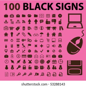 100 black signs. vector