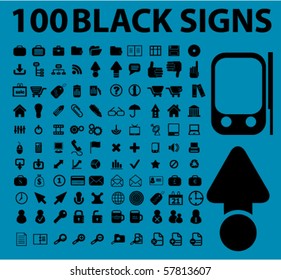 100 black signs. vector