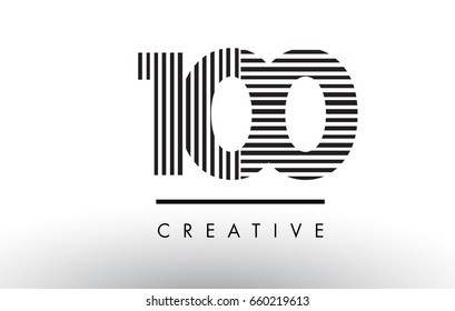 100 Black and White Number Logo Design with Vertical and Horizontal Lines.