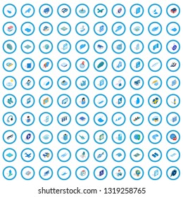100 blue icons set in isometric 3d style for any design vector illustration