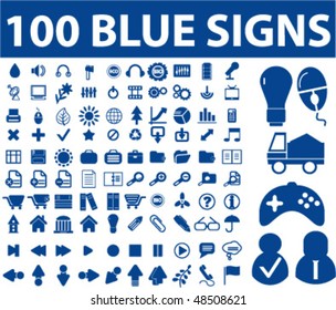 100 blue signs. vector