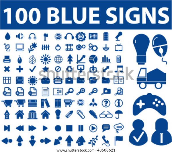 100 Blue Signs Vector Stock Vector (Royalty Free) 48508621 | Shutterstock
