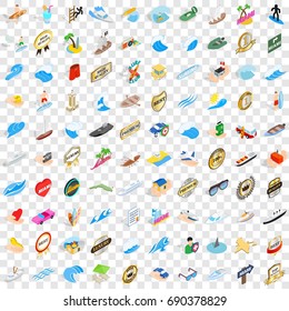 100 boat icons set in isometric 3d style for any design vector illustration