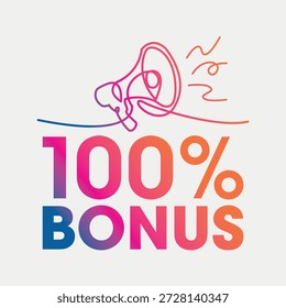 100% Bonus sign, label clip art flat design.
