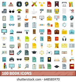 100 book icons set in flat style for any design vector illustration