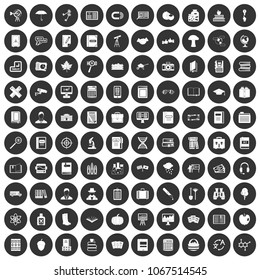 100 book icons set in simple style white on black circle color isolated on white background vector illustration