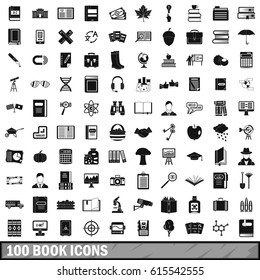 100 book icons set in simple style for any design vector illustration