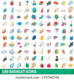 100 booklet icons set in isometric 3d style for any design vector illustration