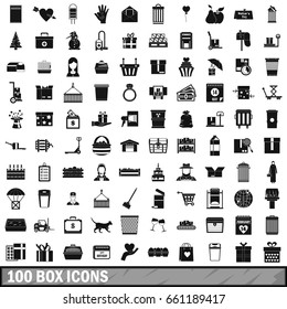 100 box icons set in simple style for any design vector illustration