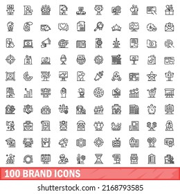 100 brand icons set. Outline illustration of 100 brand icons vector set isolated on white background