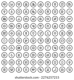 100 brand icons set. Outline illustration of 100 brand icons vector set isolated on white background