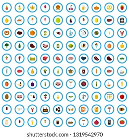 100 breakfast icons set in flat style for any design vector illustration