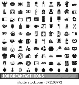 100 breakfast icons set in simple style for any design vector illustration