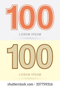 100, Brick, Construction font graphic design.