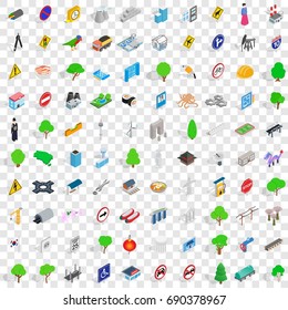 100 bridge icons set in isometric 3d style for any design vector illustration