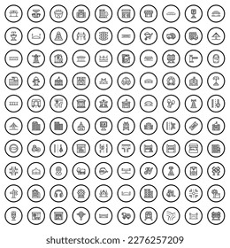 100 bridge icons set. Outline illustration of 100 bridge icons vector set isolated on white background