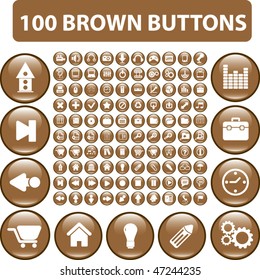 100 brown buttons. vector