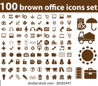 100 brown office icon vector set # 27