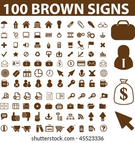 100 brown signs. vector