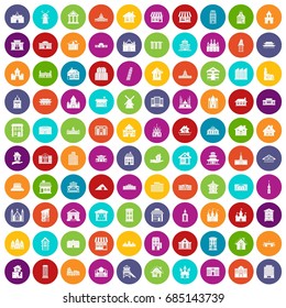 100 building icons set color