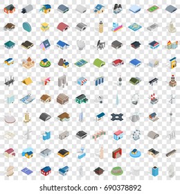 100 building icons set in isometric 3d style for any design vector illustration