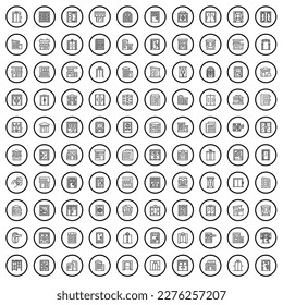 100 building icons set. Outline illustration of 100 building icons vector set isolated on white background