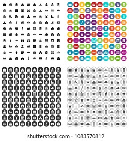 100 building icons set vector in 4 variant for any web design isolated on white