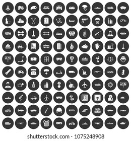 100 burden icons set in simple style white on black circle color isolated on white background vector illustration