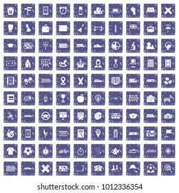 100 bus icons set in grunge style sapphire color isolated on white background vector illustration