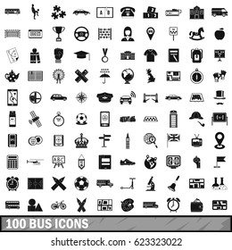 100 bus icons set in simple style for any design vector illustration