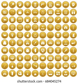 100 business day icons set gold