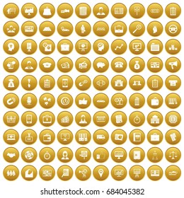 100 business group icons set gold