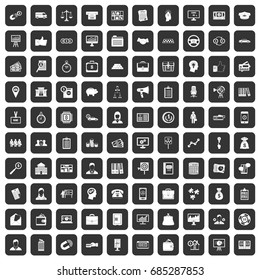 100 business group icons set black