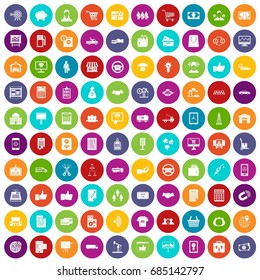 100 business icons set color