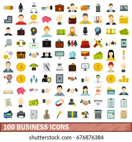 100 business icons set in flat style for any design vector illustration