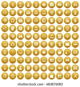 100 IT business icons set gold
