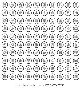 100 business icons set. Outline illustration of 100 business icons vector set isolated on white background