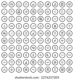 100 business icons set. Outline illustration of 100 business icons vector set isolated on white background
