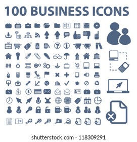 100 business icons set, vector