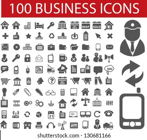 100 business icons set, vector