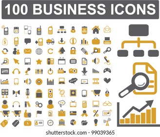 100 business icons set, vector