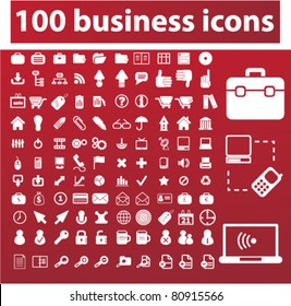 100 business icons, signs, vector illustration