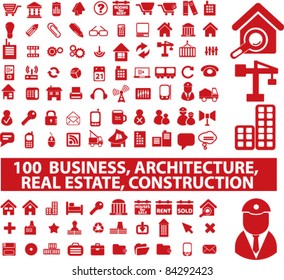 100 business icons, signs, vector illustrations