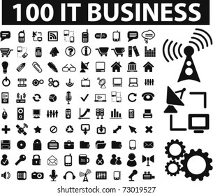 100 it & business icons, vector