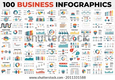 100 Business Infographics. Presentation slide templates. Charts, graphs, circle diagrams and reports. Limited time offer.