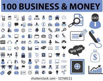 100 business & money signs. vector