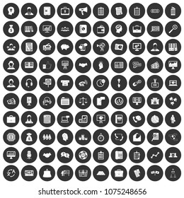 100 business people icons set in simple style white on black circle color isolated on white background vector illustration