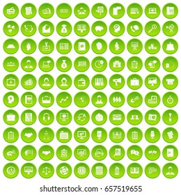 100 business people icons set green circle isolated on white background vector illustration