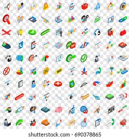 100 business plan icons set in isometric 3d style for any design vector illustration