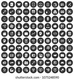 100 business process icons set in simple style white on black circle color isolated on white background vector illustration